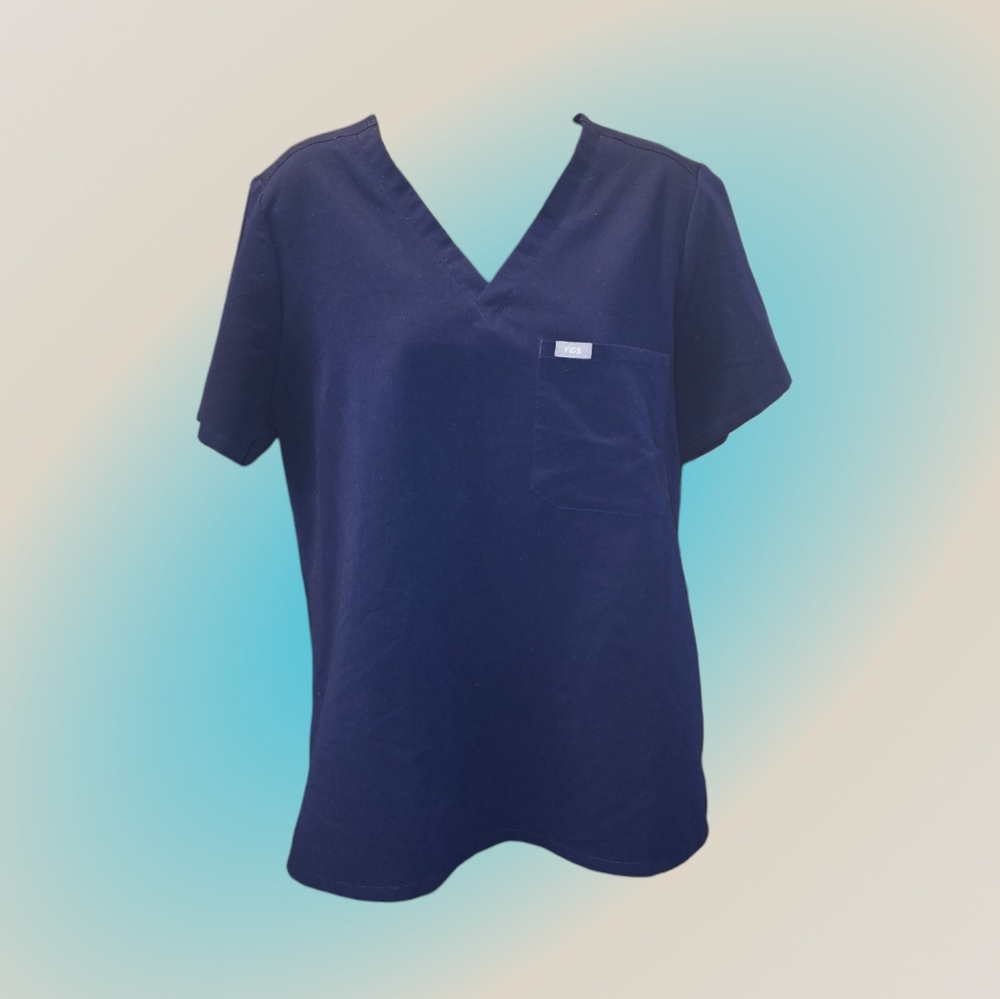 Figs Navy Blue V-Neck Catarina One-Pocket Scrub Top